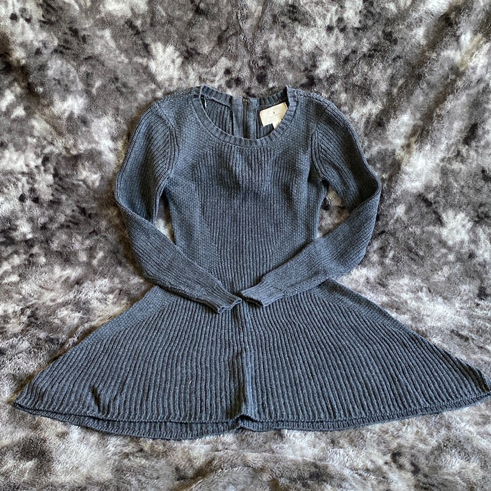 Grey Fit & Flare Sweater Dress XS